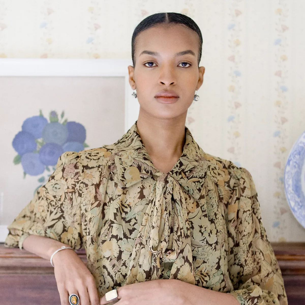 Floral-Print Crinkled Silk Blouse by Ralph Lauren