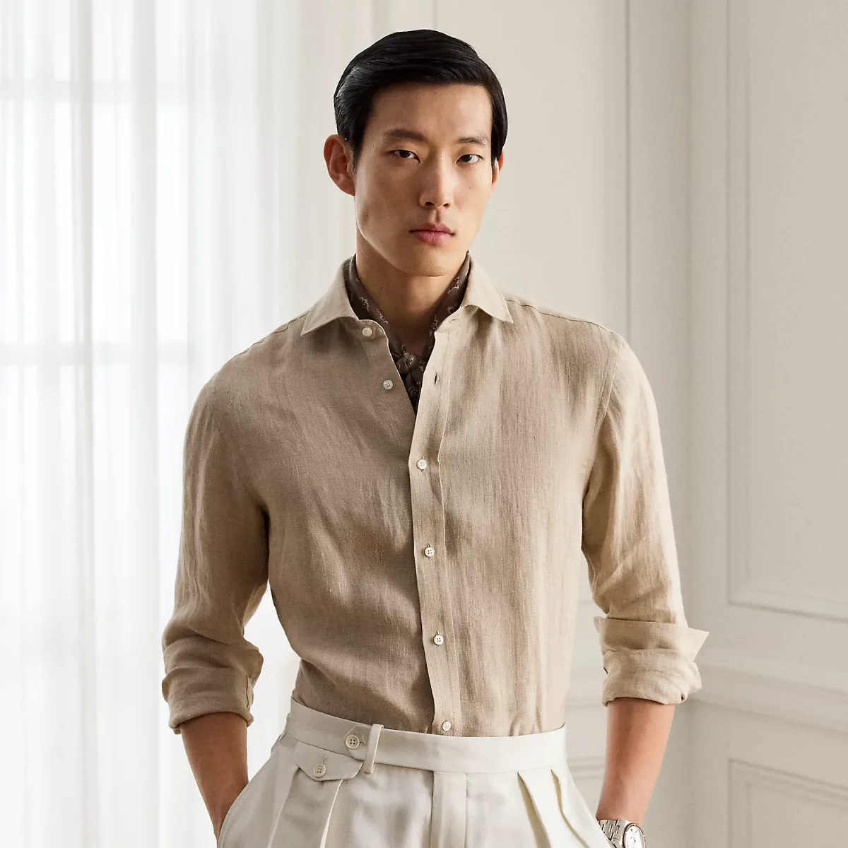 Tick-Weave Linen Shirt