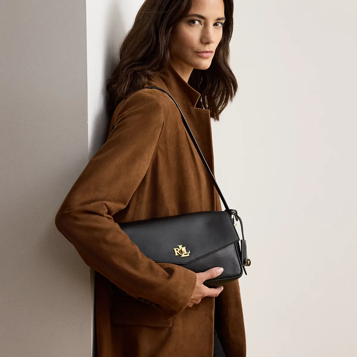 Nappa Leather Medium Farrah Shoulder Bag by Ralph Lauren