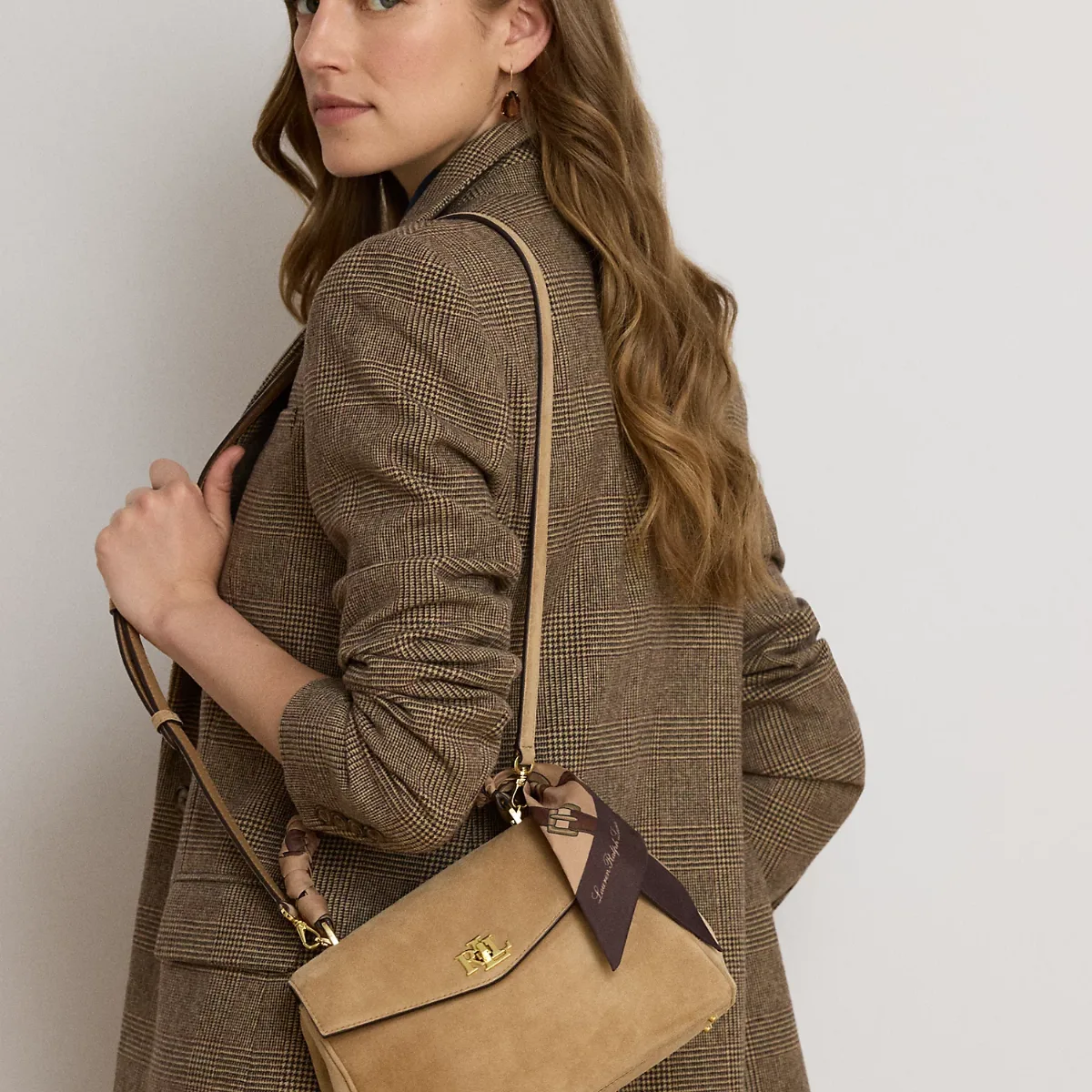 Scarf-Trim Small Farrah Soft Satchel by Ralph Lauren