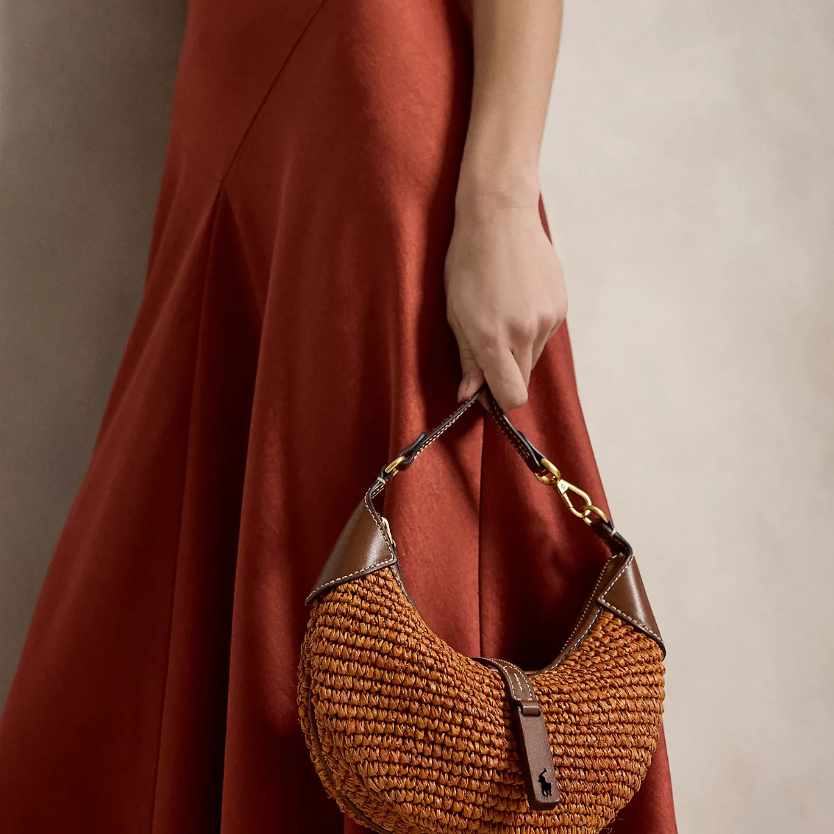 Polo ID Raffia Mini Shoulder Bag by Ralph Lauren