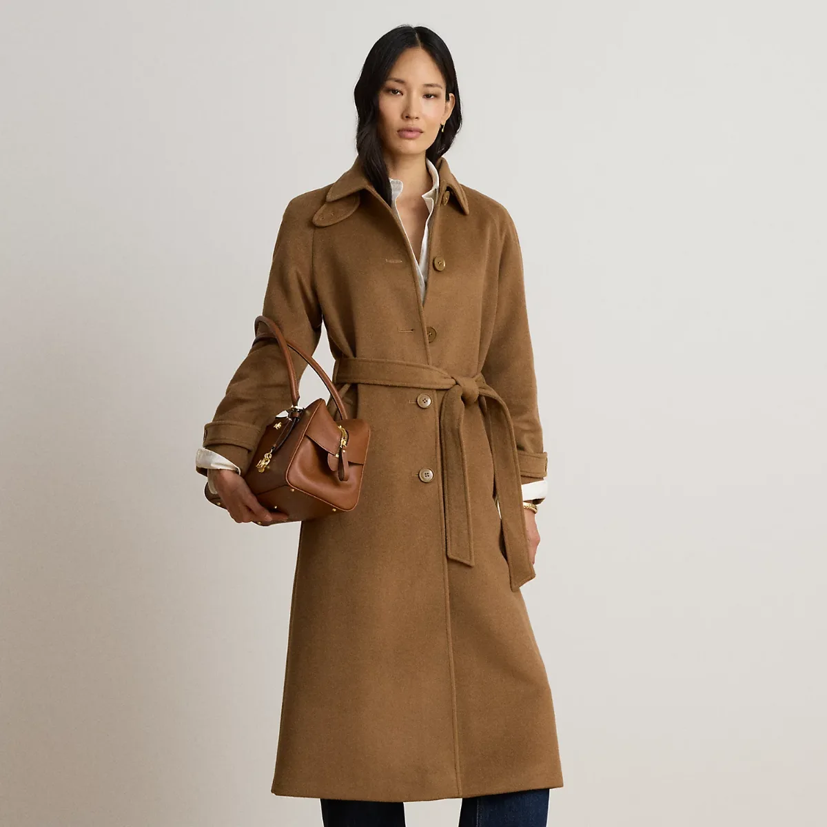 Belted Wool-Blend Trench Coat by Ralph Lauren