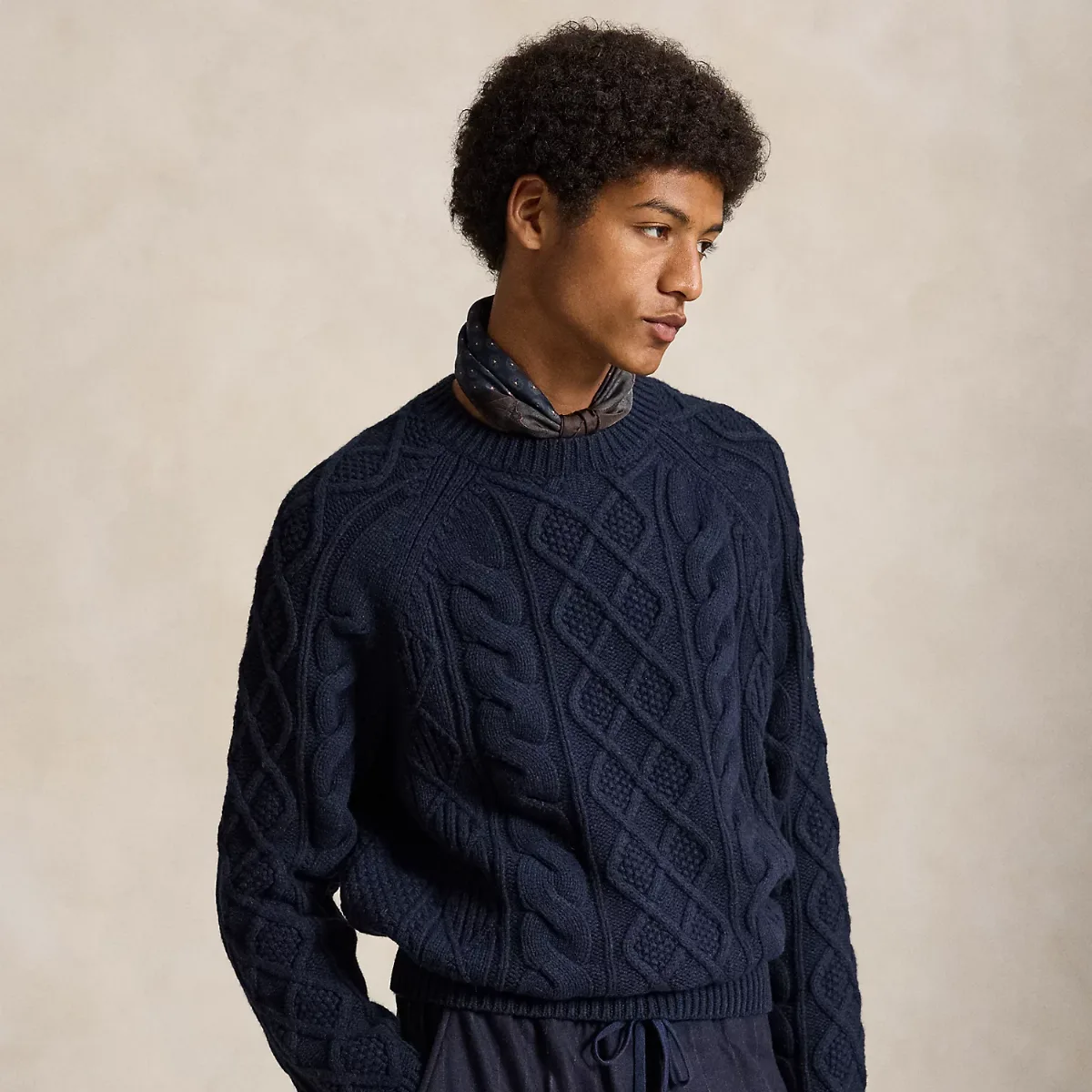 Aran-Knit Wool-Alpaca Sweater by Ralph Lauren