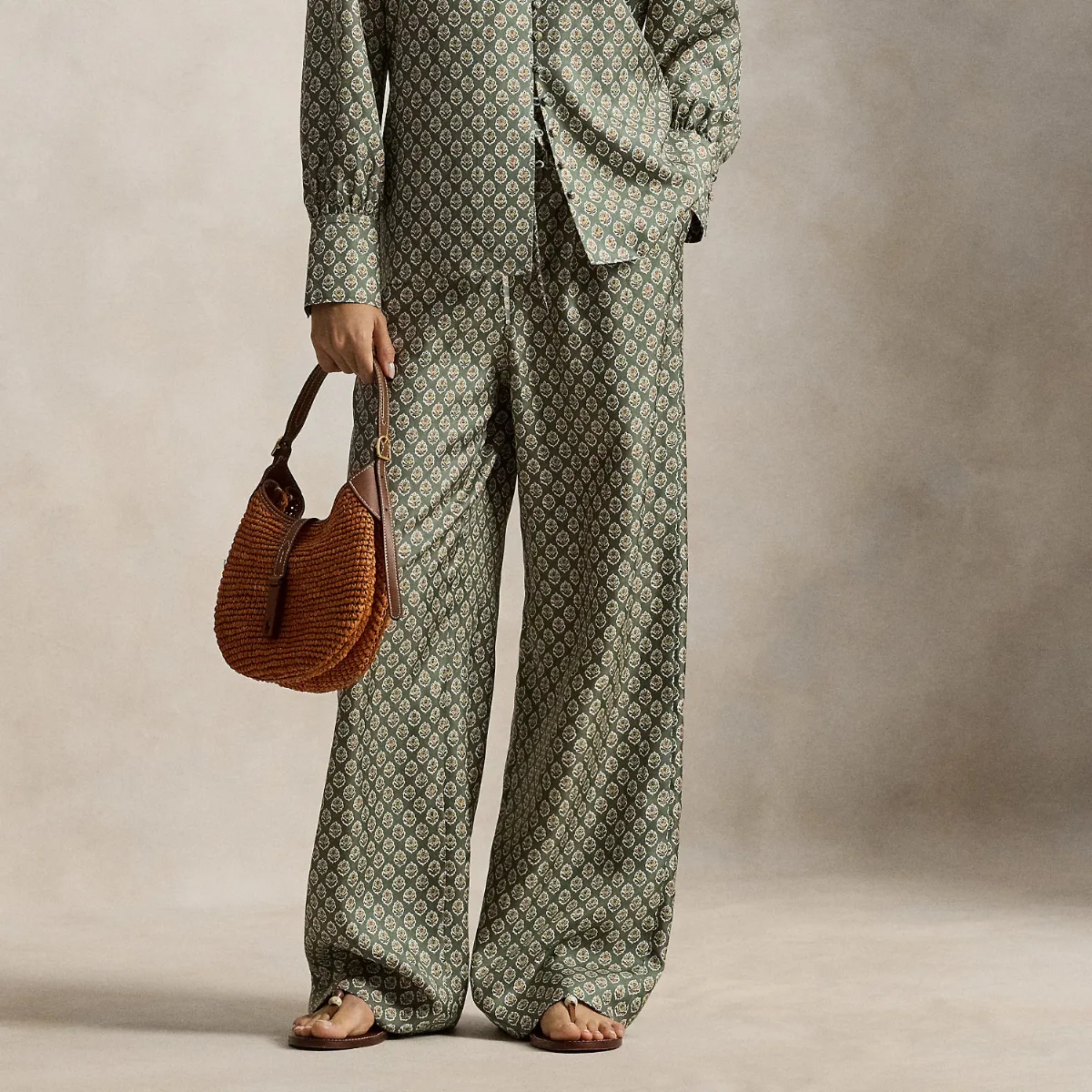 Floral Silk Drawstring Wide-Leg Pant by Ralph Lauren