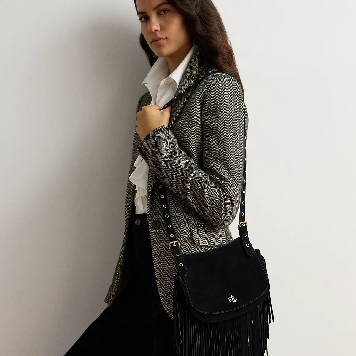 Fringe-Trim Medium Marcy Crossbody Bag by Ralph Lauren