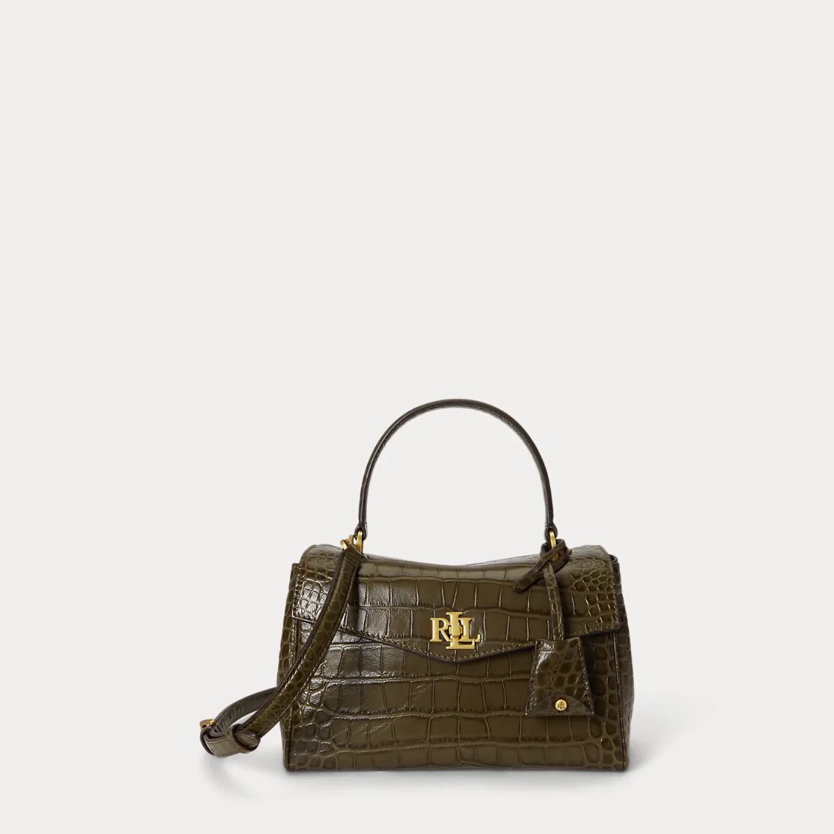 Croc-Embossed Small Farrah Soft Satchel by Ralph Lauren