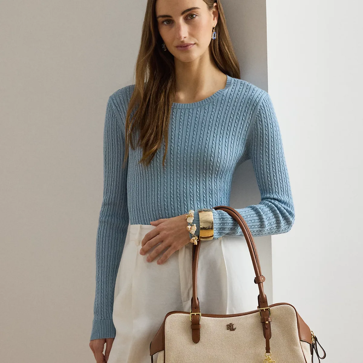 Canvas & Leather Large Marcy Zip Satchel by Ralph Lauren