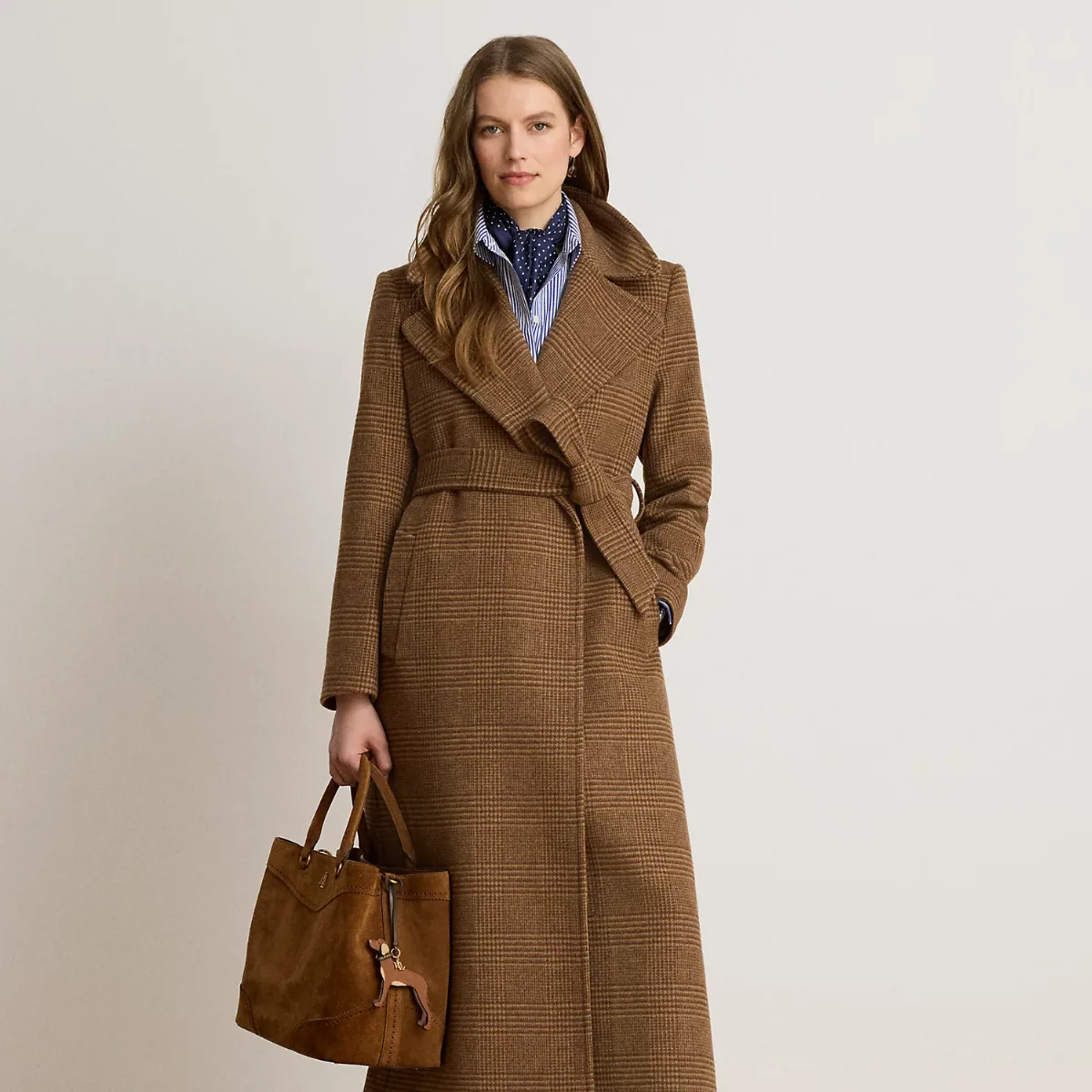 Glen Plaid Wool-Blend Wrap Maxicoat by Ralph Lauren