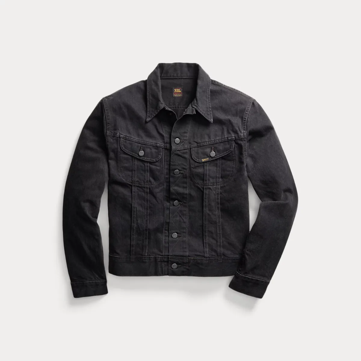 Worn-In Black Denim Trucker Jacket by Ralph Lauren
