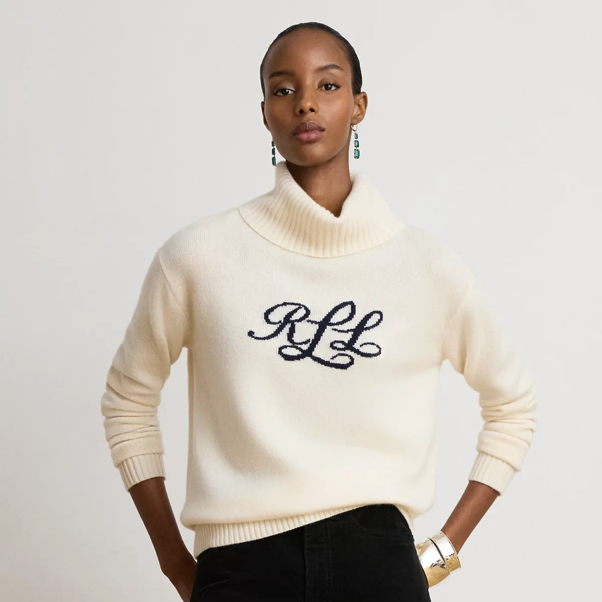 Logo Cashmere Turtleneck Sweater by Ralph Lauren