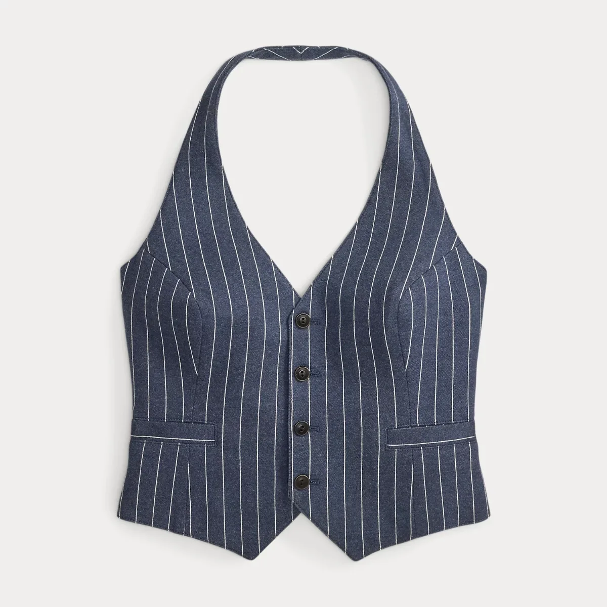 Pinstripe Double-Knit Halter Vest by Ralph Lauren