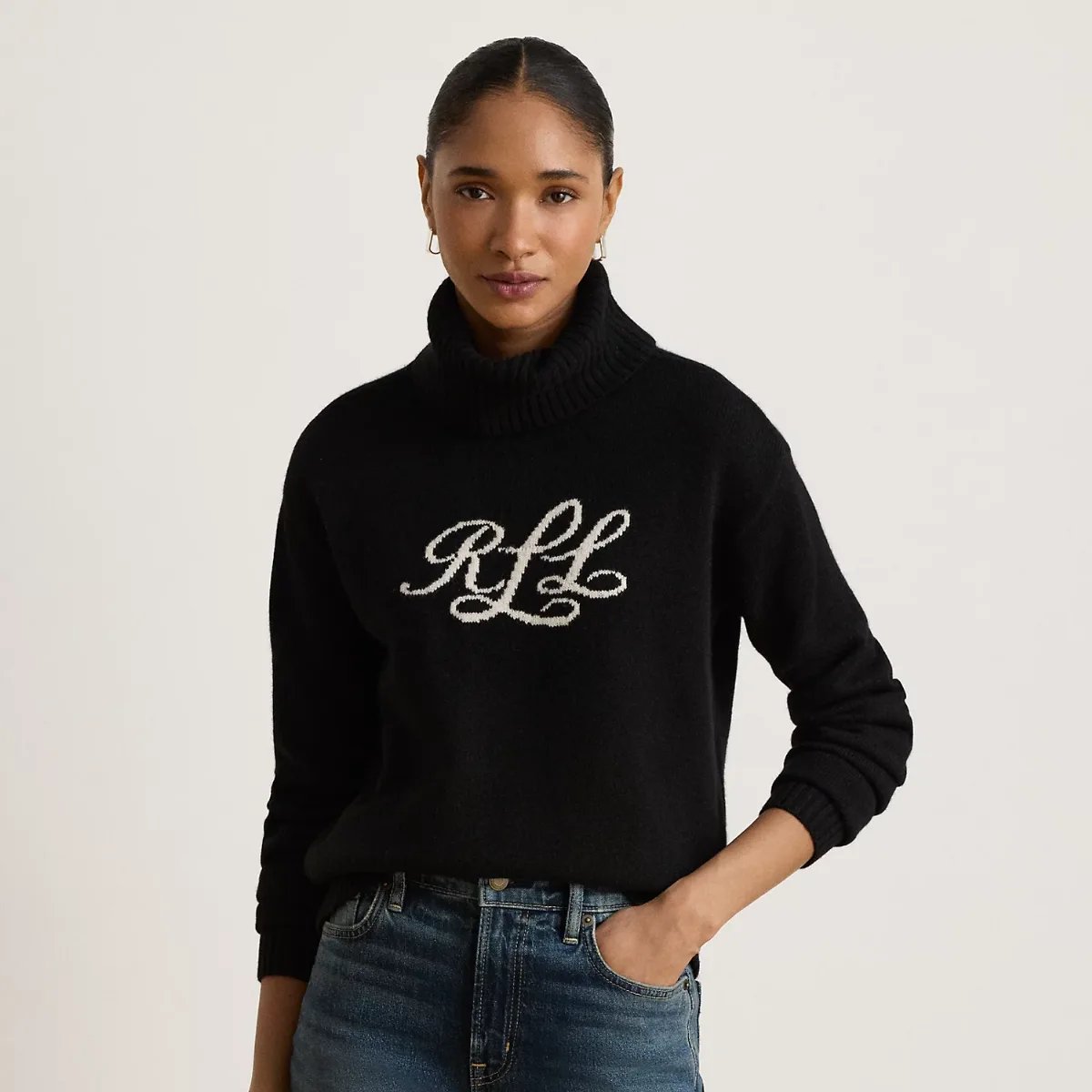 Logo Cashmere Turtleneck Sweater