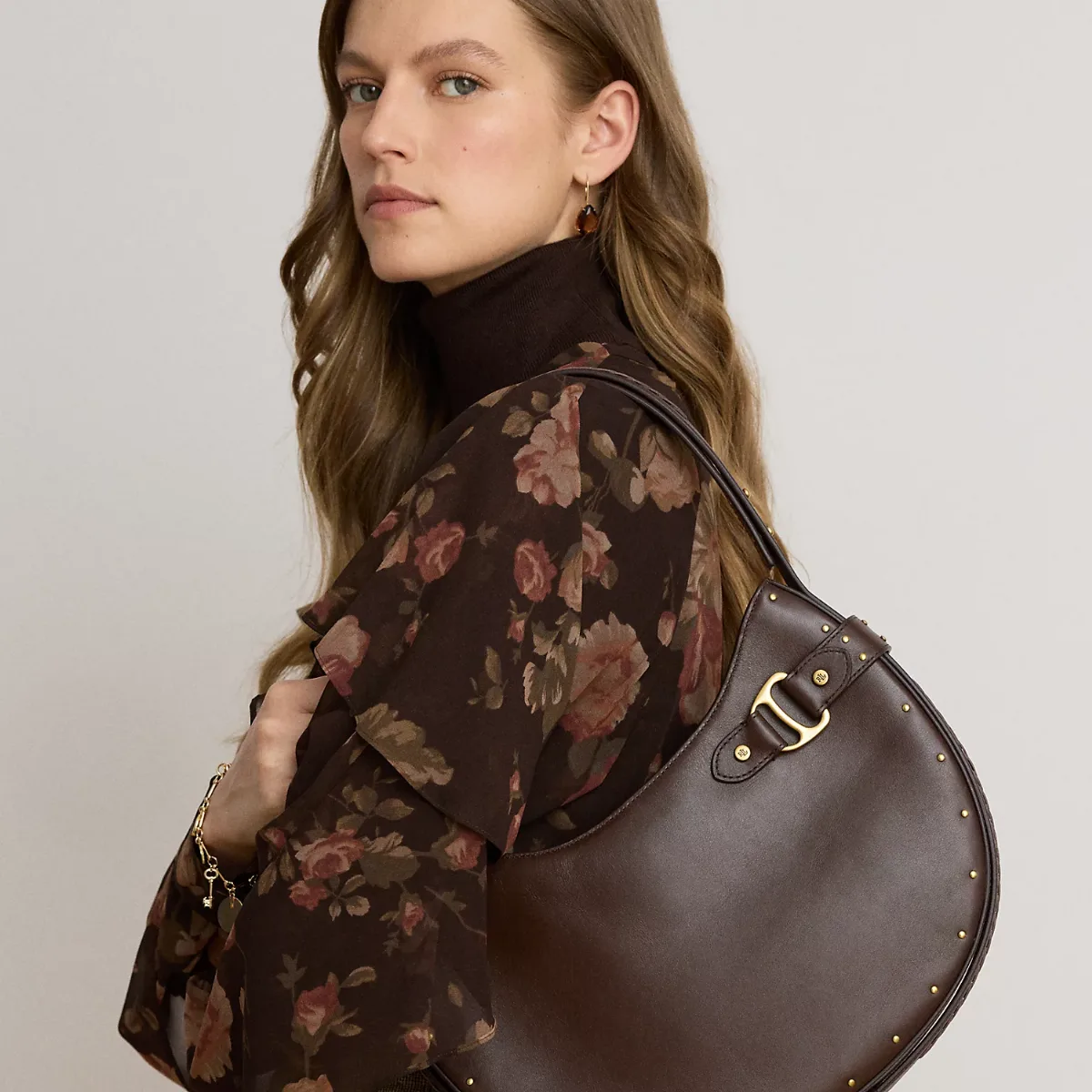 Studded Leather Large Tasha Shoulder Bag
