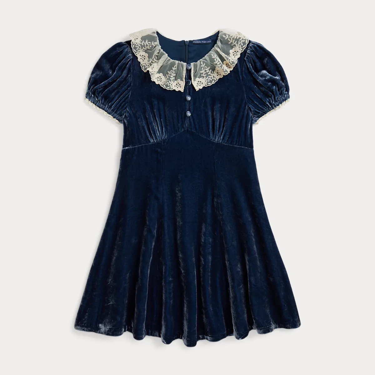 Lace-Trim Velvet Dress by Ralph Lauren
