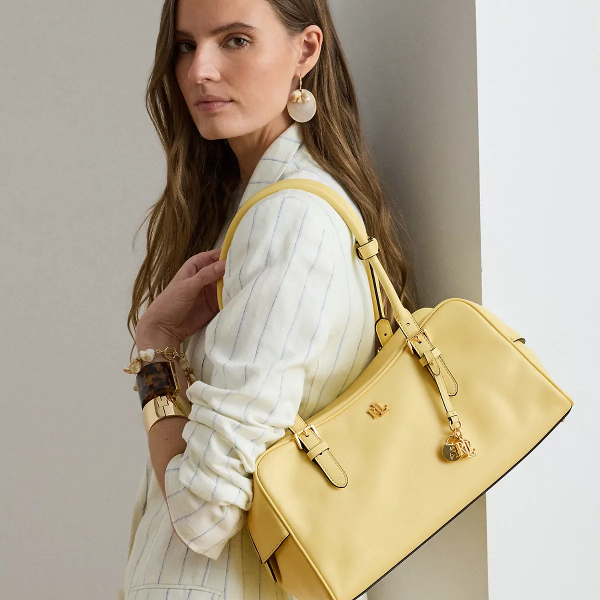 Leather Large Marcy Zip Satchel by Ralph Lauren