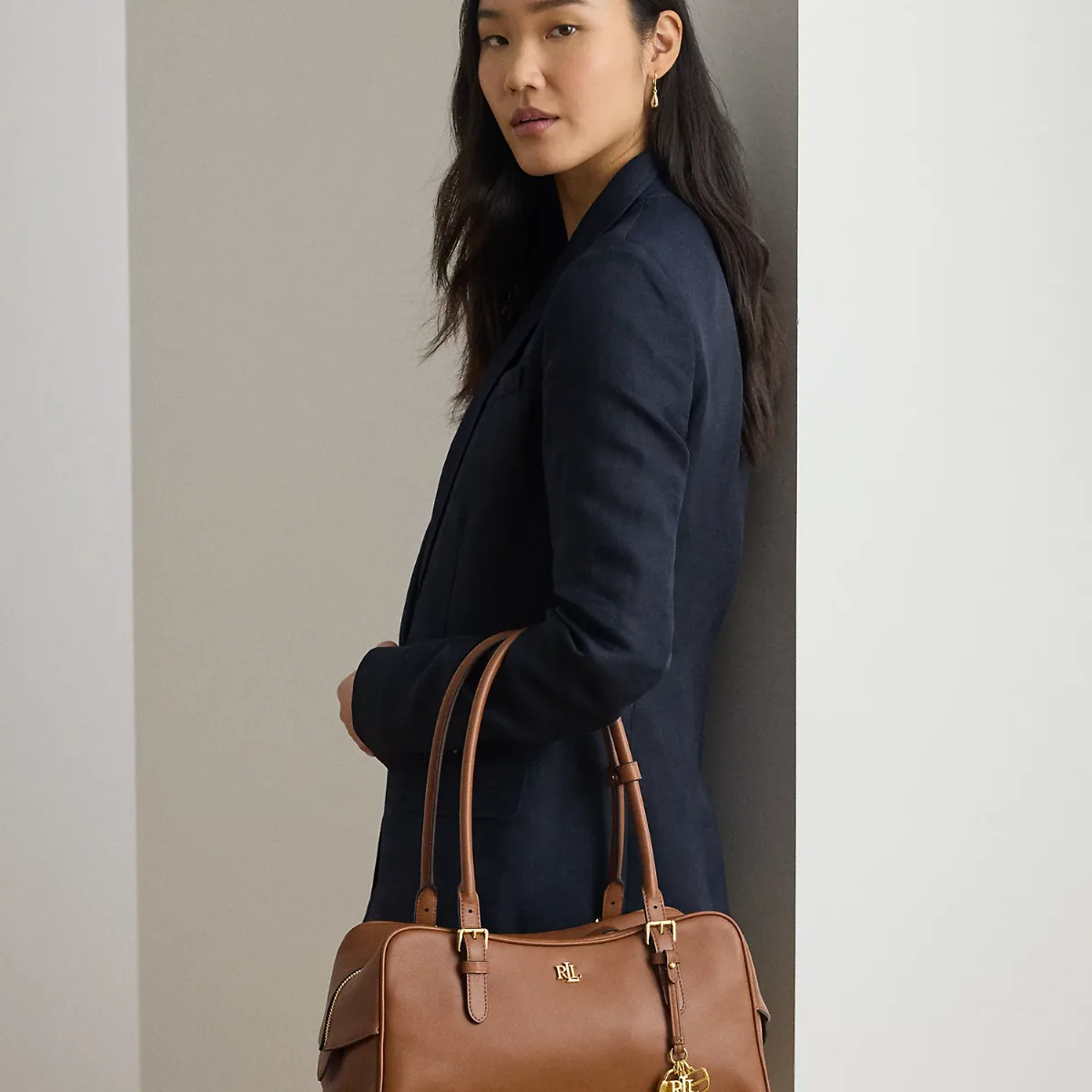 Leather Large Marcy Zip Satchel