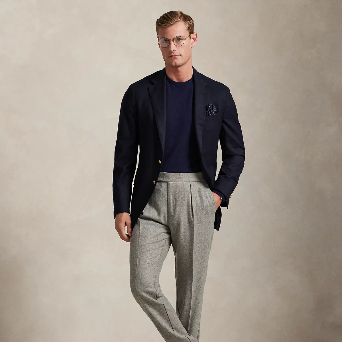 Pleated Wool Flannel Trouser by Ralph Lauren