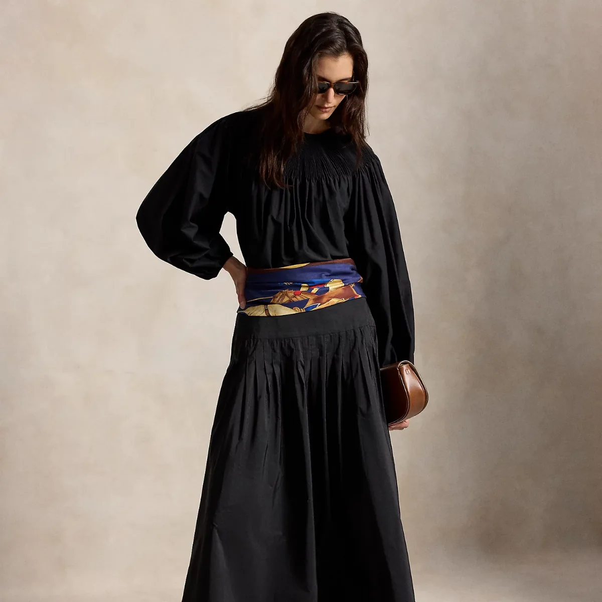 Pleated Taffeta Maxi Skirt by Ralph Lauren