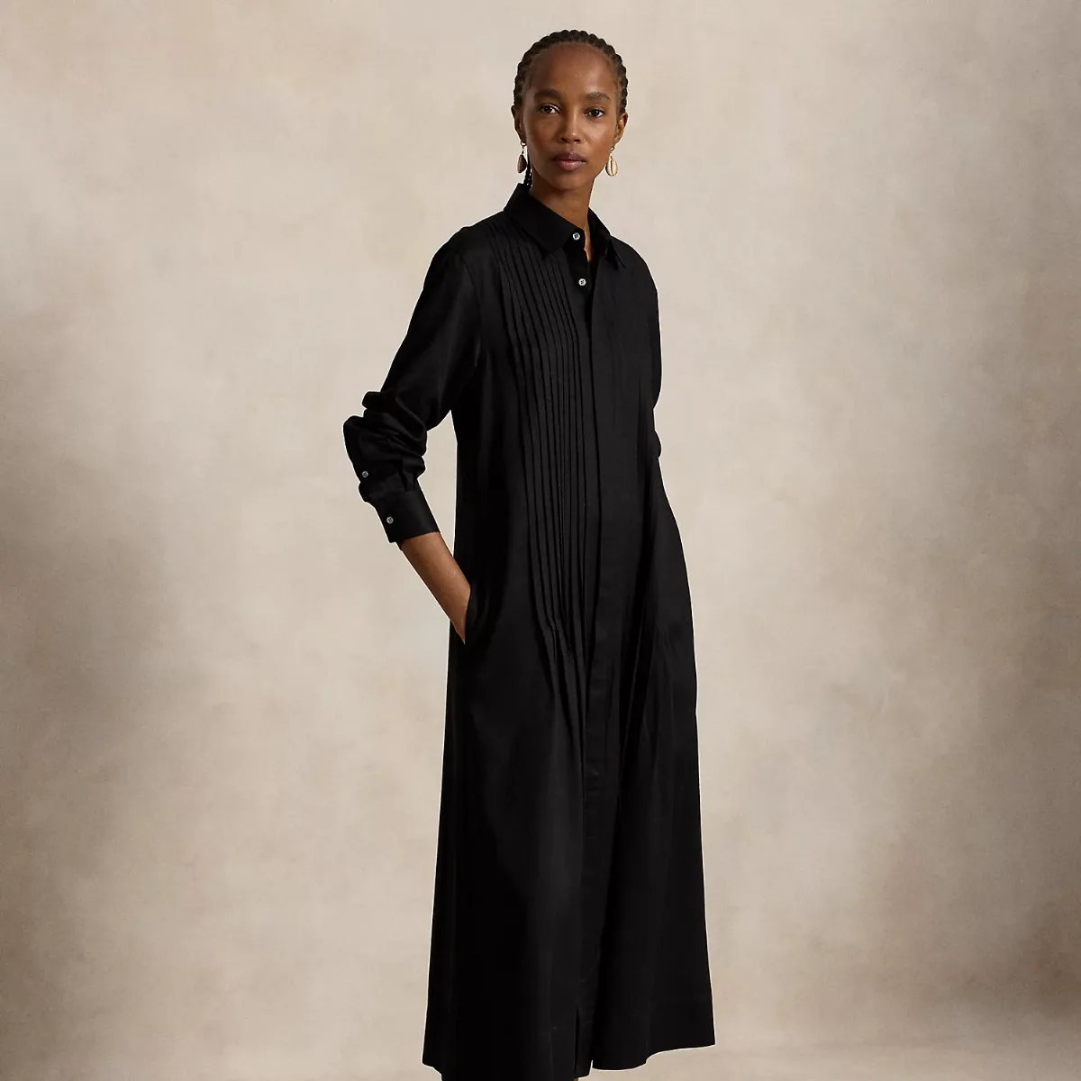 Pleated-Bib Shirtdress by Ralph Lauren