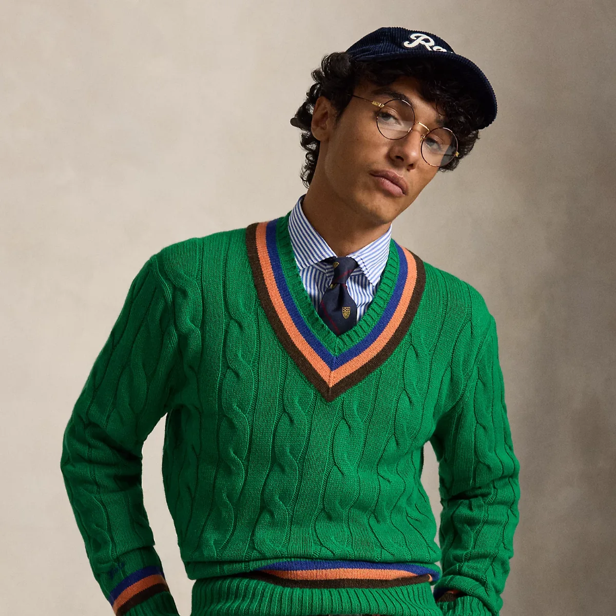 Cable-Knit Wool-Cotton Cricket Sweater by Ralph Lauren