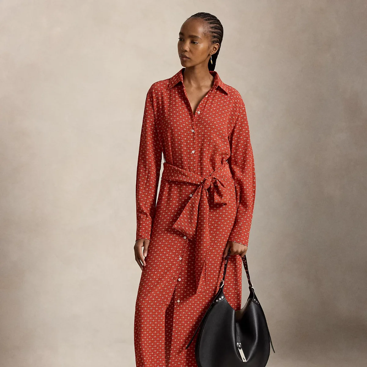 Printed Crepe Tie-Waist Shirtdress by Ralph Lauren