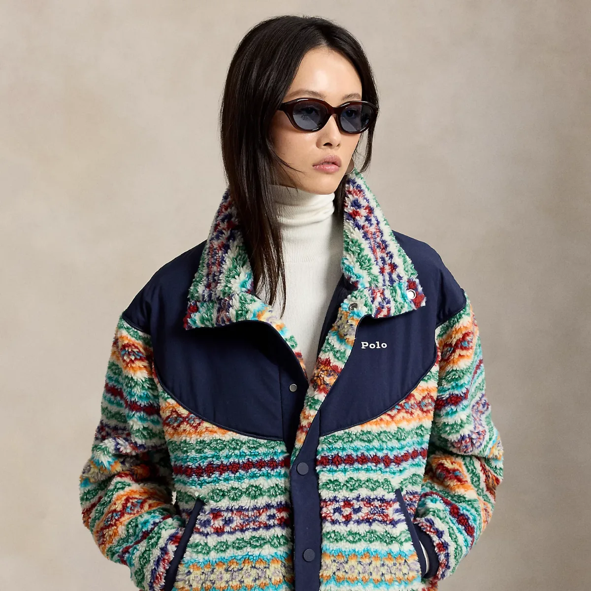 Fair Isle High-Pile Fleece Mockneck by Ralph Lauren