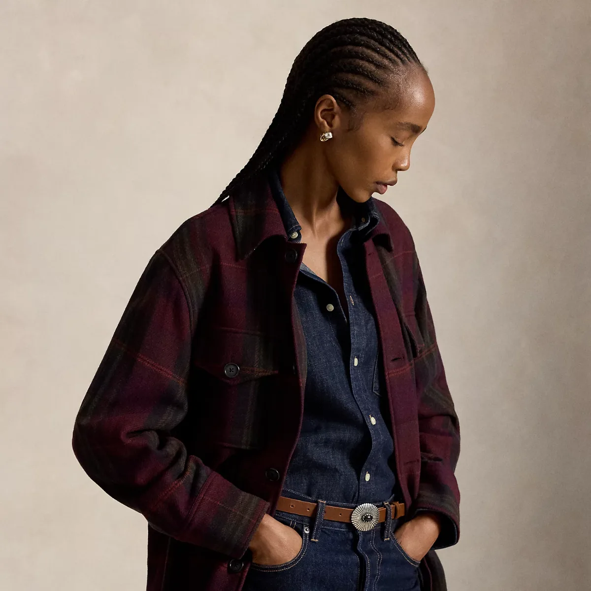 Plaid Wool-Blend Twill Shirt Jacket by Ralph Lauren