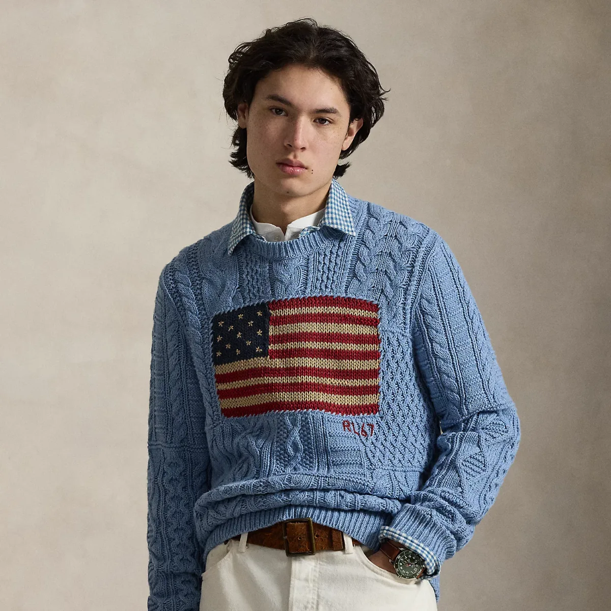 Aran-Knit Flag Sweater by Ralph Lauren