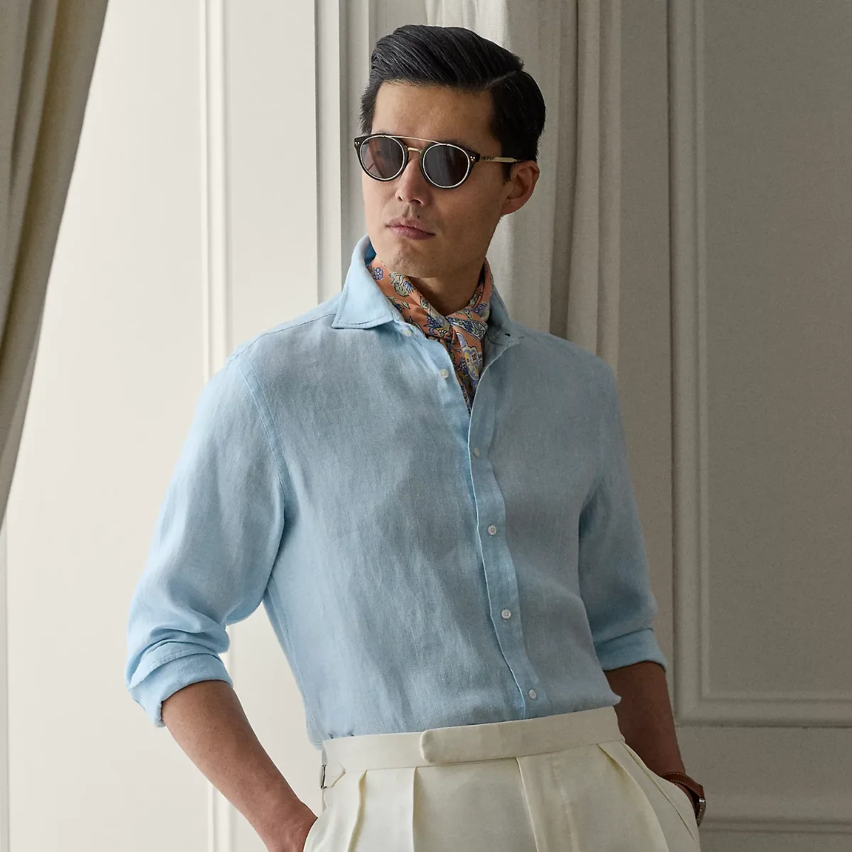 Basket-Weave Linen Shirt