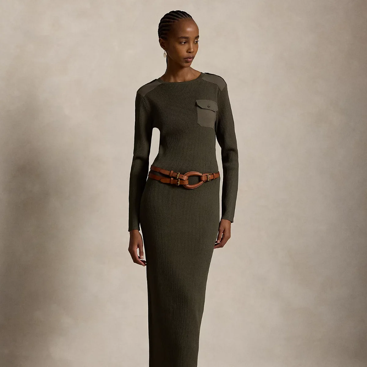 Rib-Knit Utility Dress