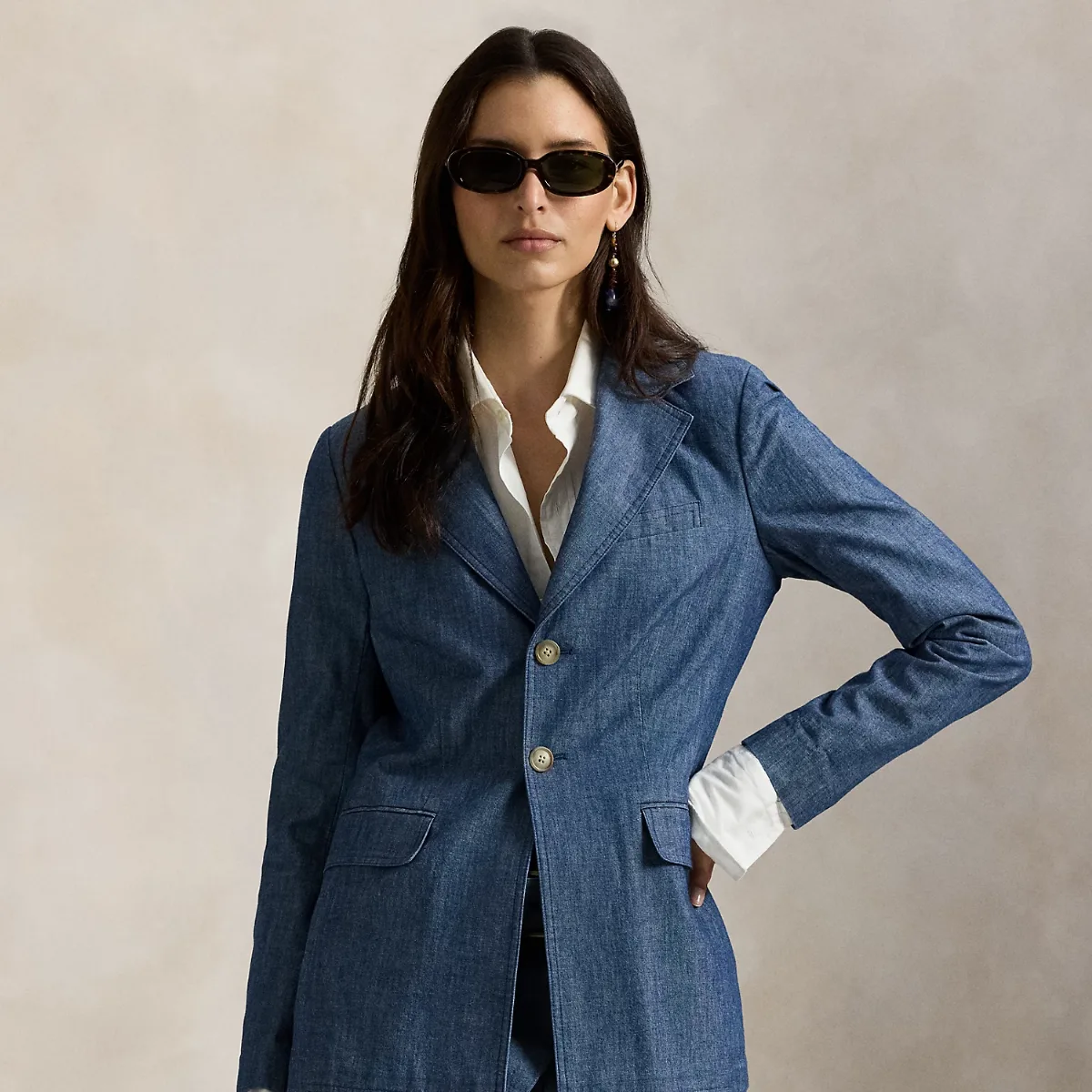 Single-Breasted Chambray Blazer by Ralph Lauren