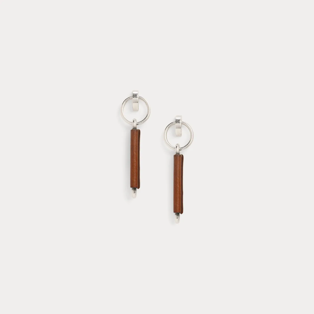 Calfskin-Trim Long Link Earrings by Ralph Lauren