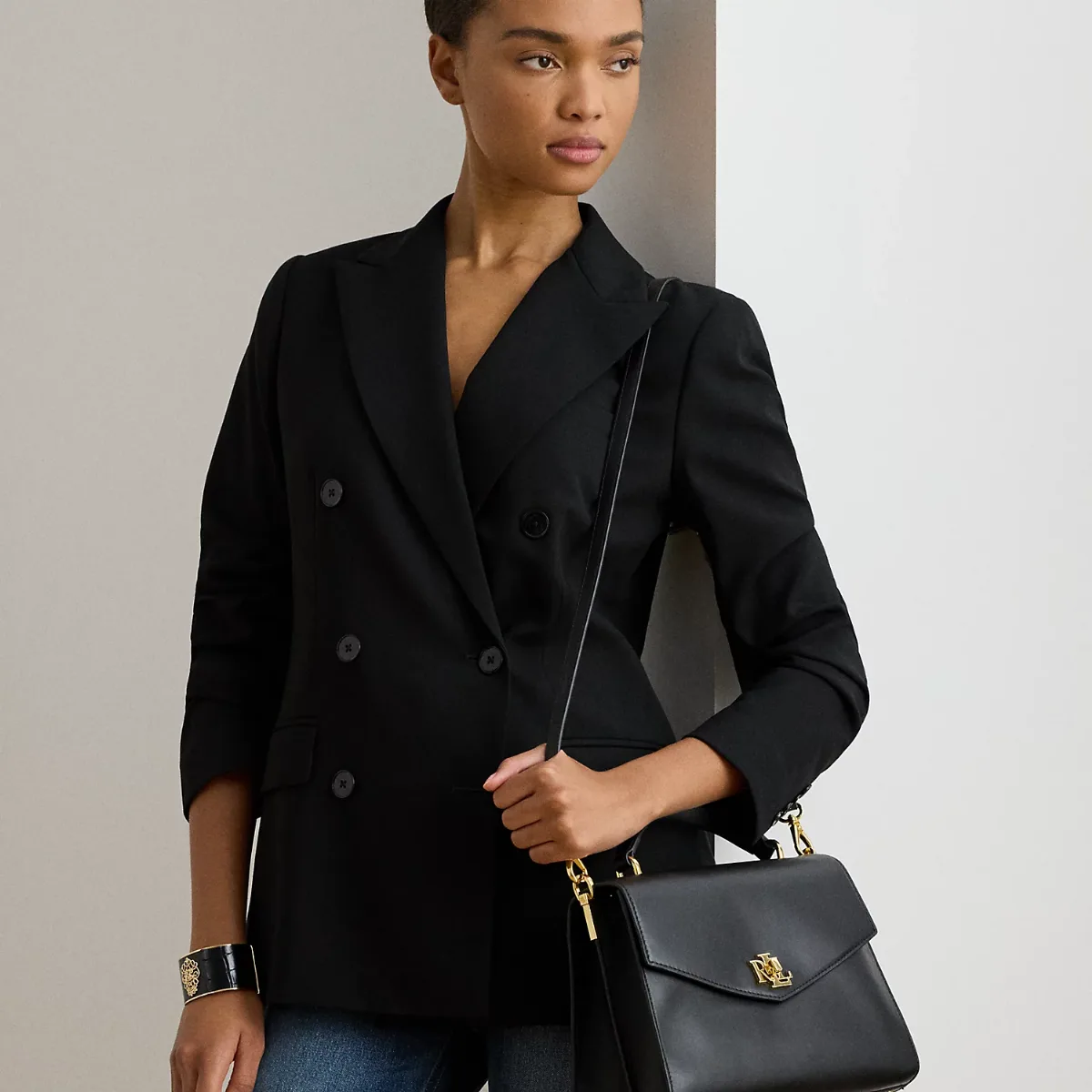 Leather Medium Farrah Satchel by Ralph Lauren