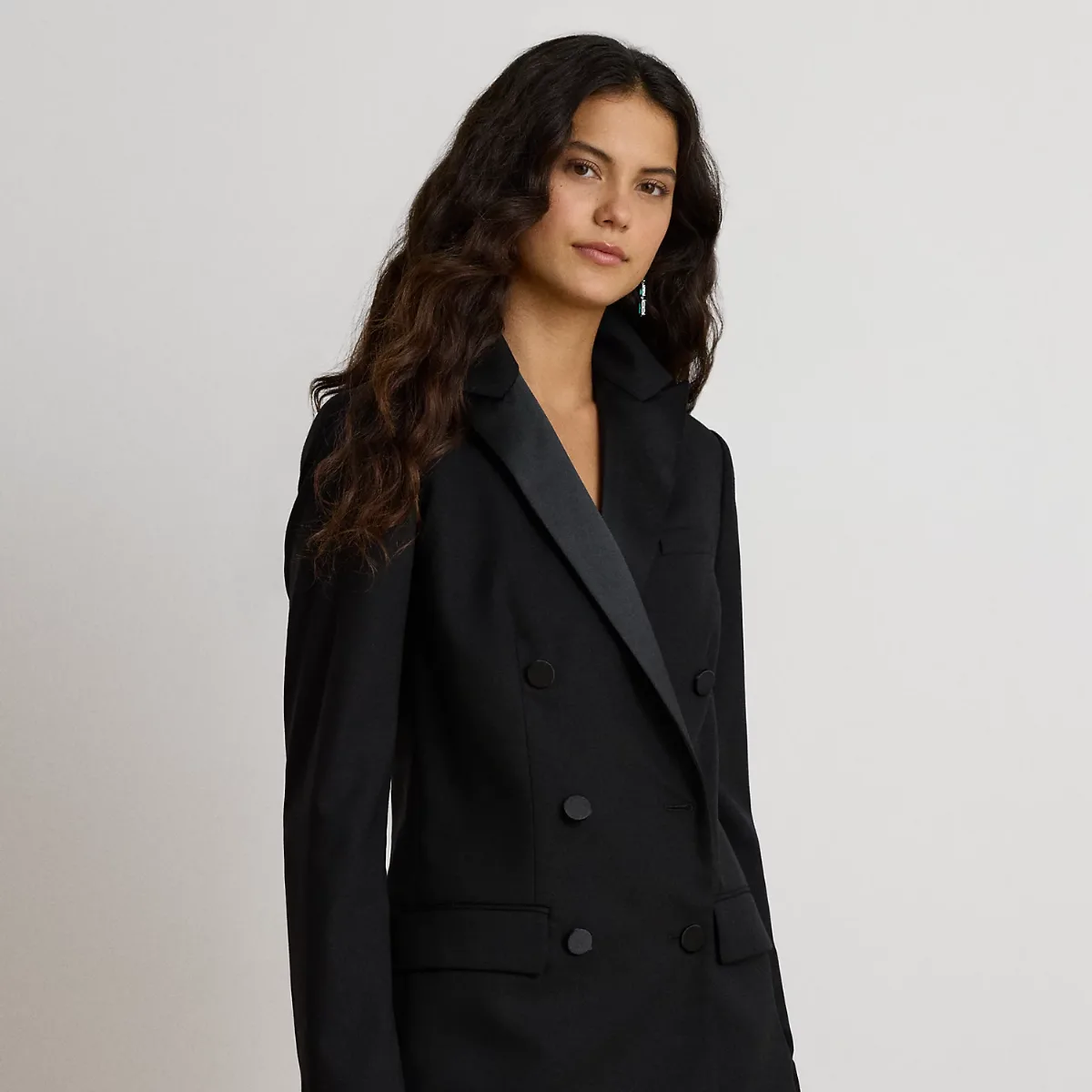 Satin-Trim Double-Breasted Wool Blazer by Ralph Lauren