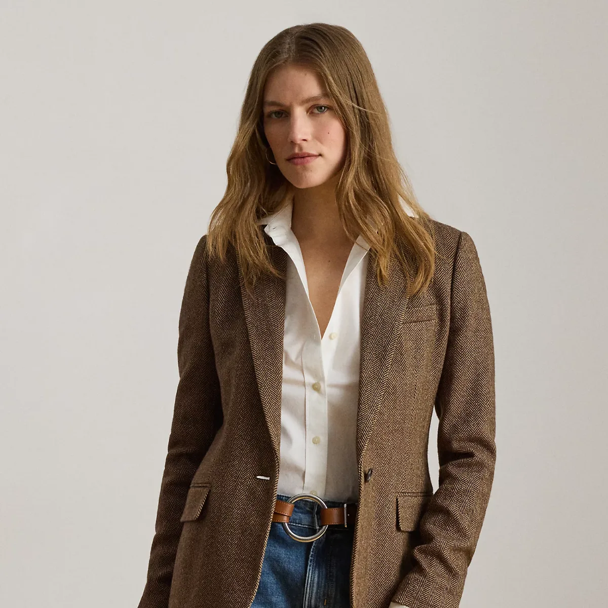 Cotton-Blend Herringbone Blazer by Ralph Lauren