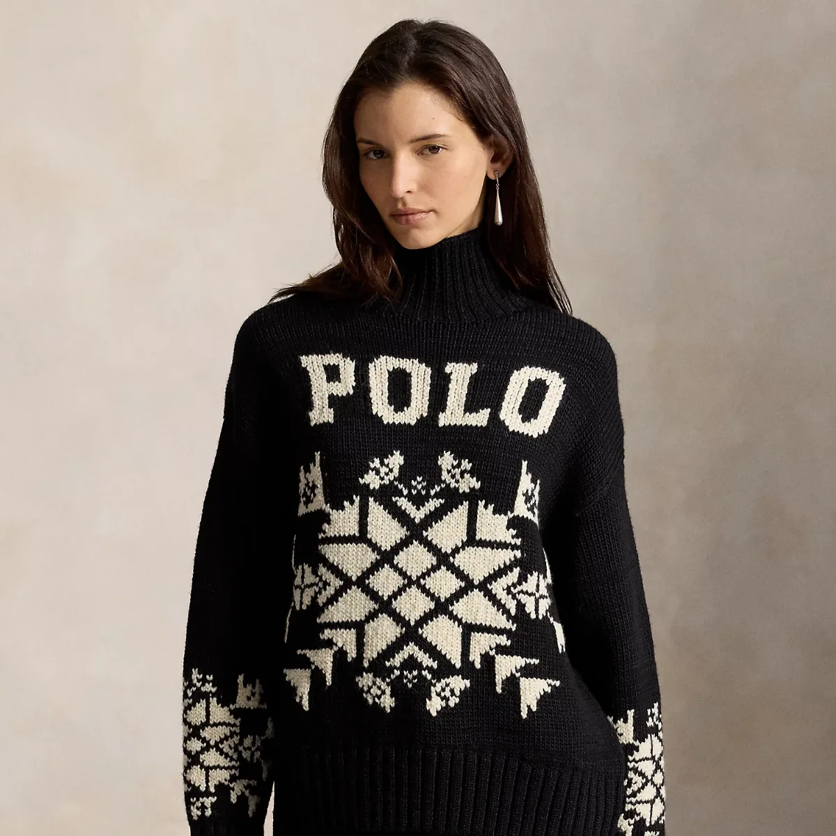 Snowflake Wool Turtleneck Sweater by Ralph Lauren