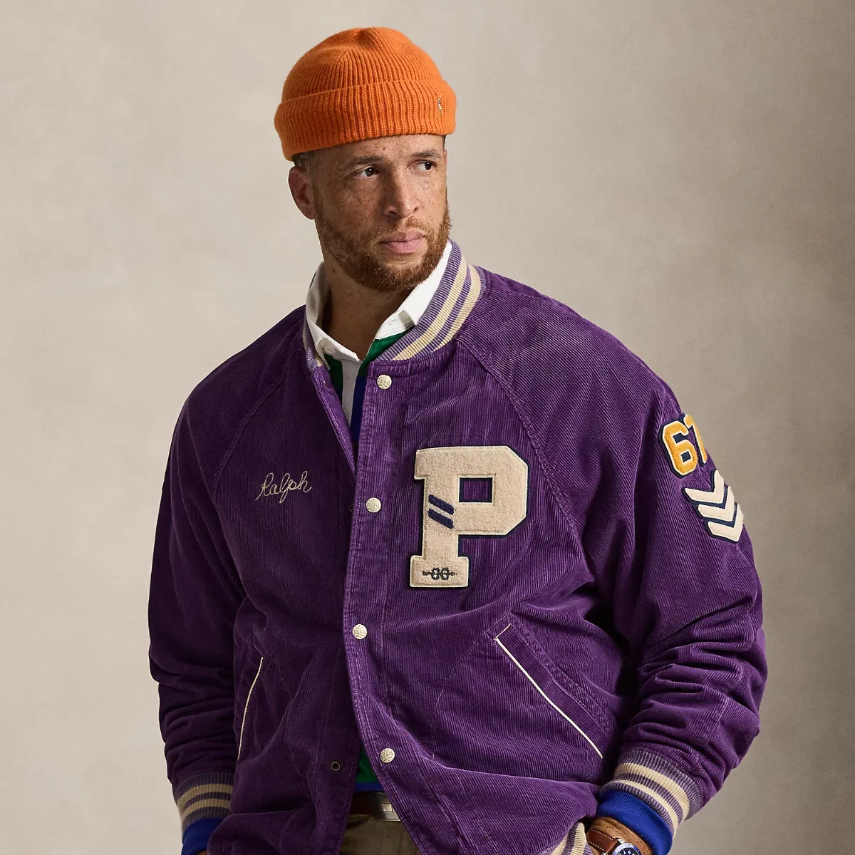 Corduroy Letter Jacket by Ralph Lauren