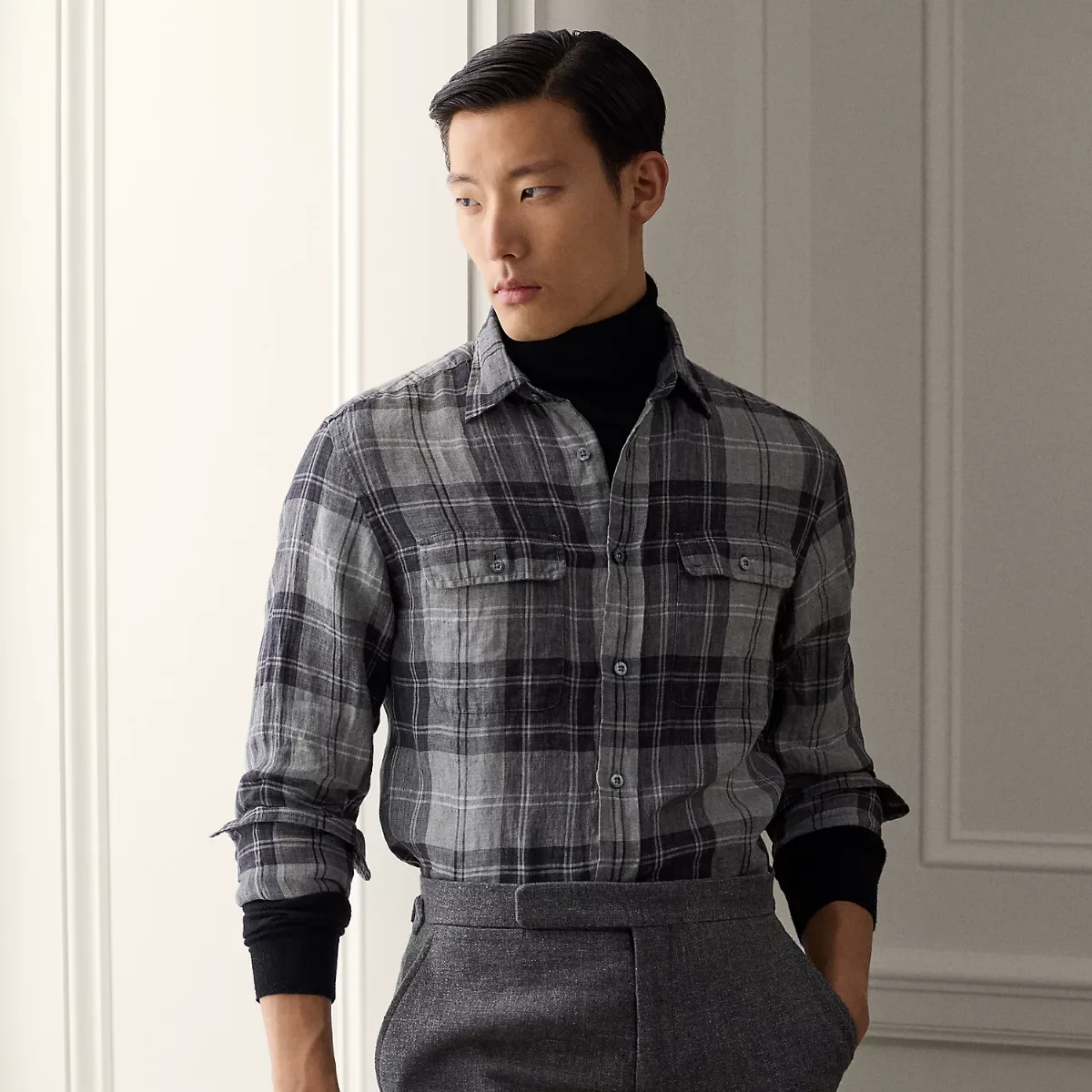 Plaid Linen Twill Shirt