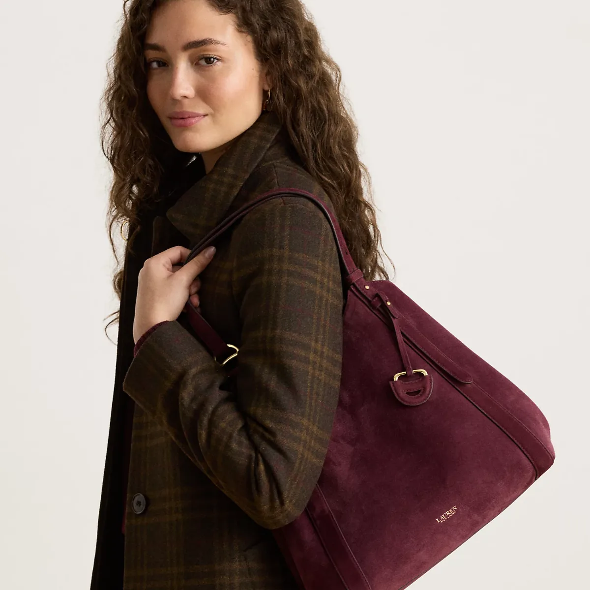 Sheep-Suede Large Tasha Tote Bag by Ralph Lauren