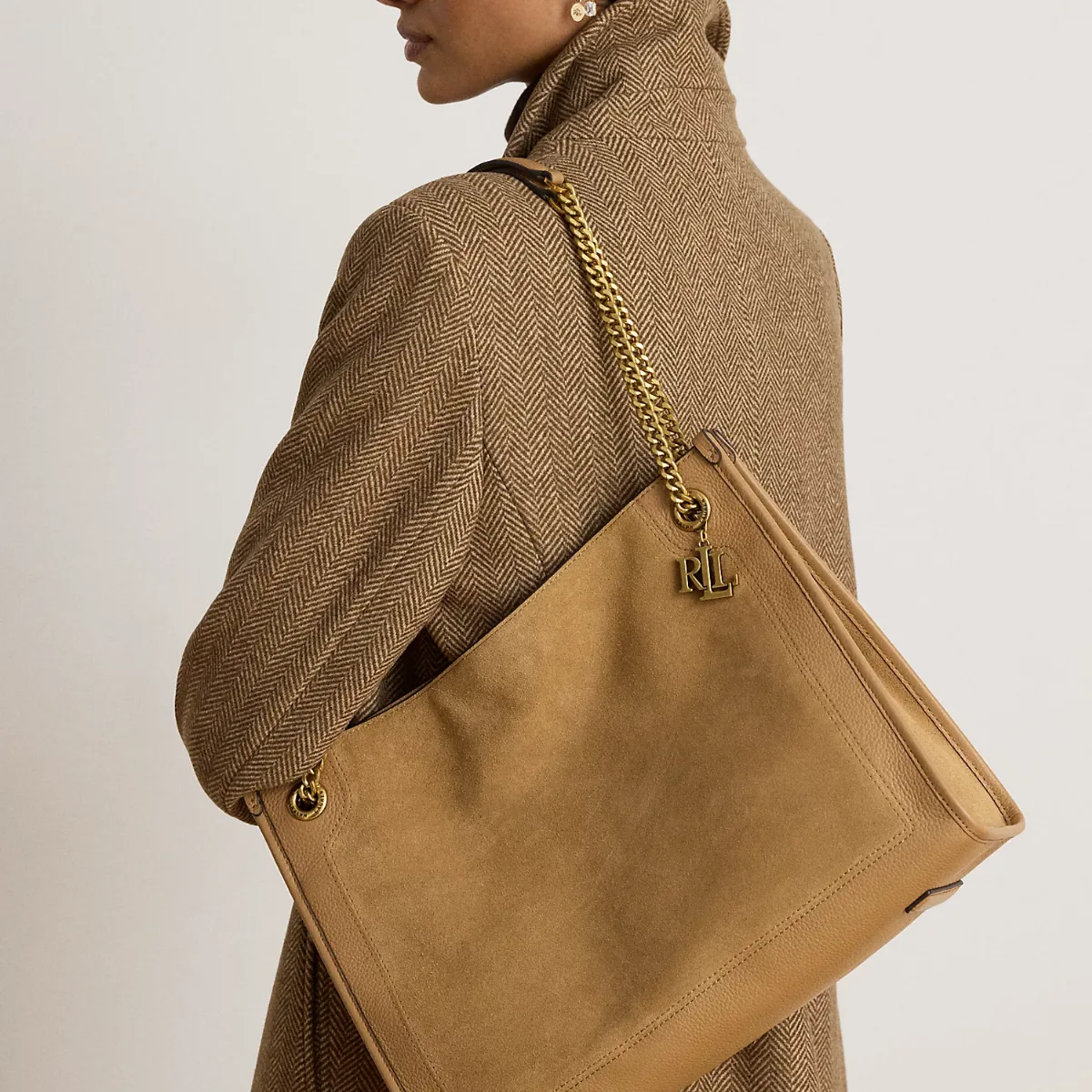 Suede & Leather Large Bradley Tote Bag by Ralph Lauren