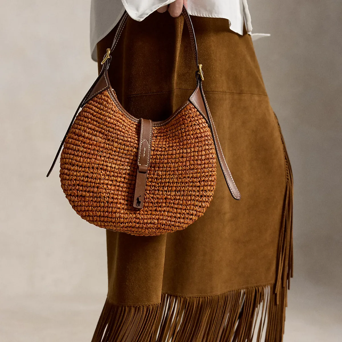 Polo ID Raffia Small Shoulder Bag