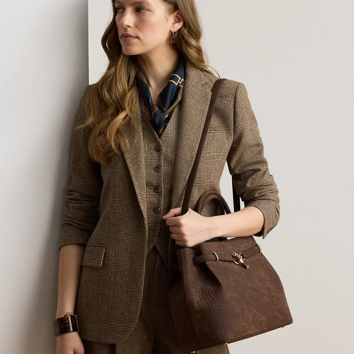Embossed Nubuck Large Blaike Satchel
