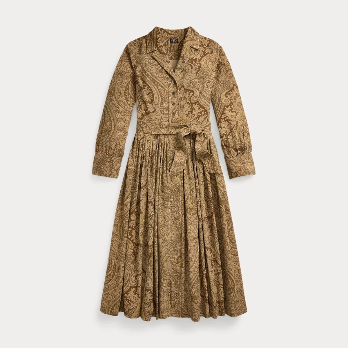 Belted Paisley-Print Corduroy Dress by Ralph Lauren