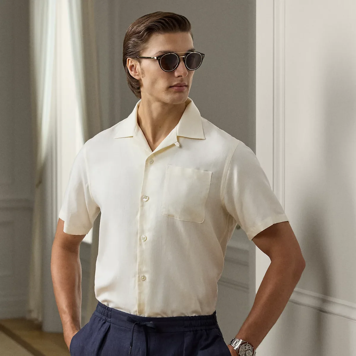 Silk-Linen Camp Shirt by Ralph Lauren