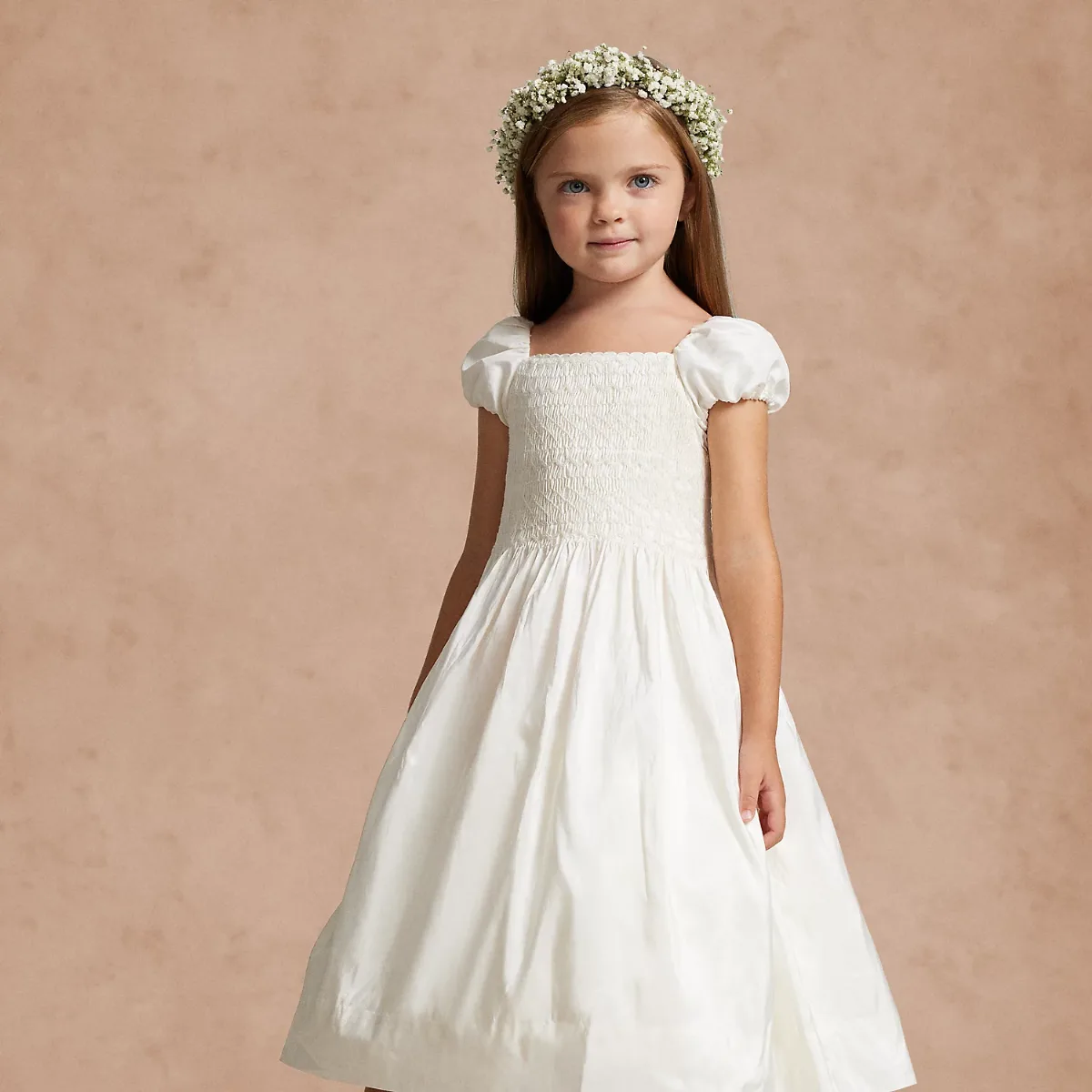 Smocked Silk Dress by Ralph Lauren