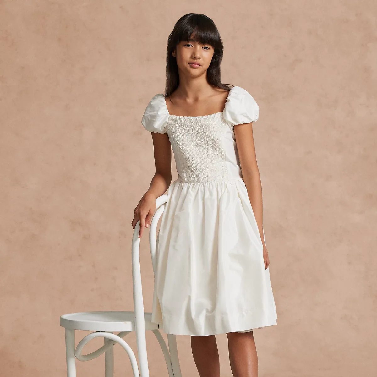 Smocked Mulberry Silk Dress by Ralph Lauren