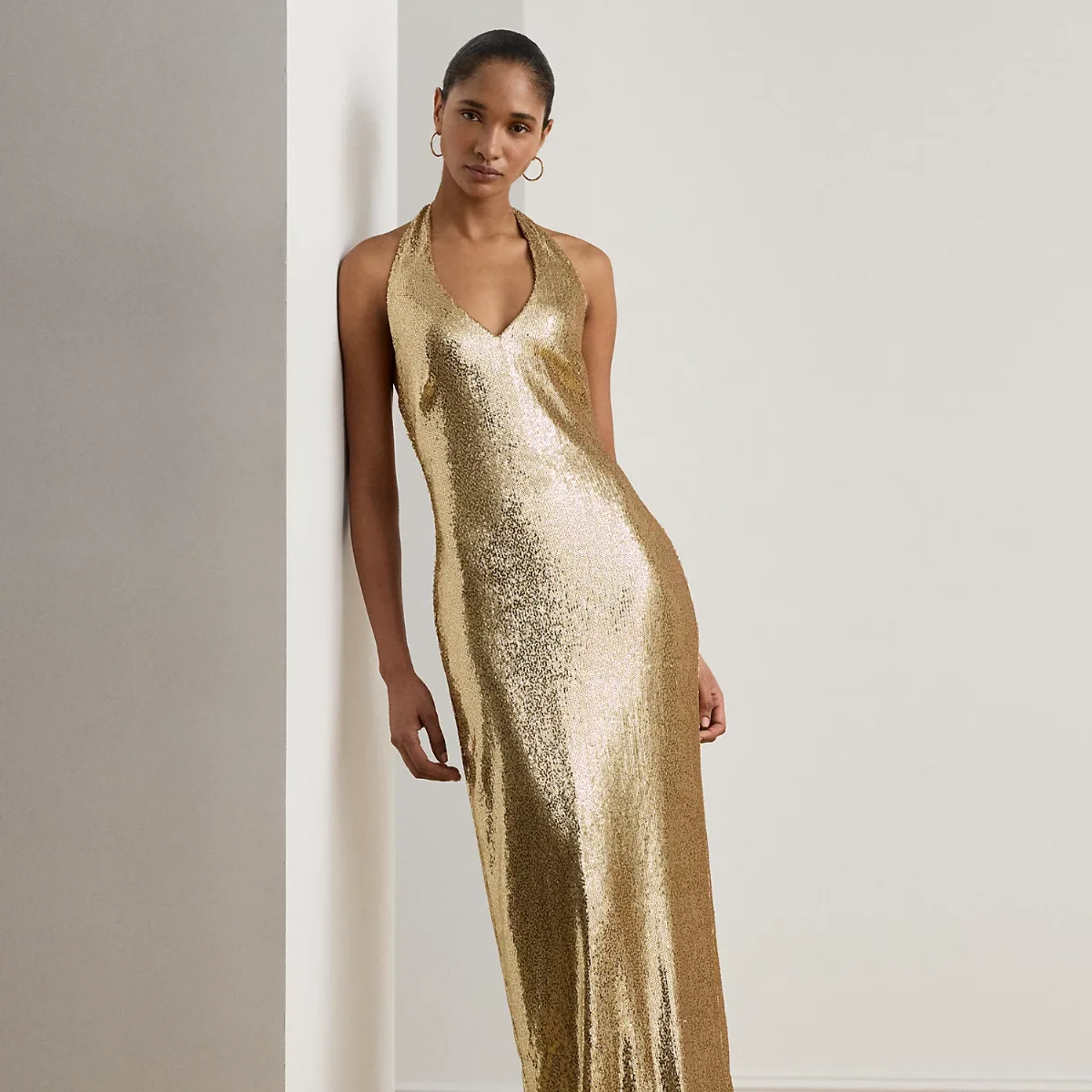 Sequined Tulle Halter Gown by Ralph Lauren