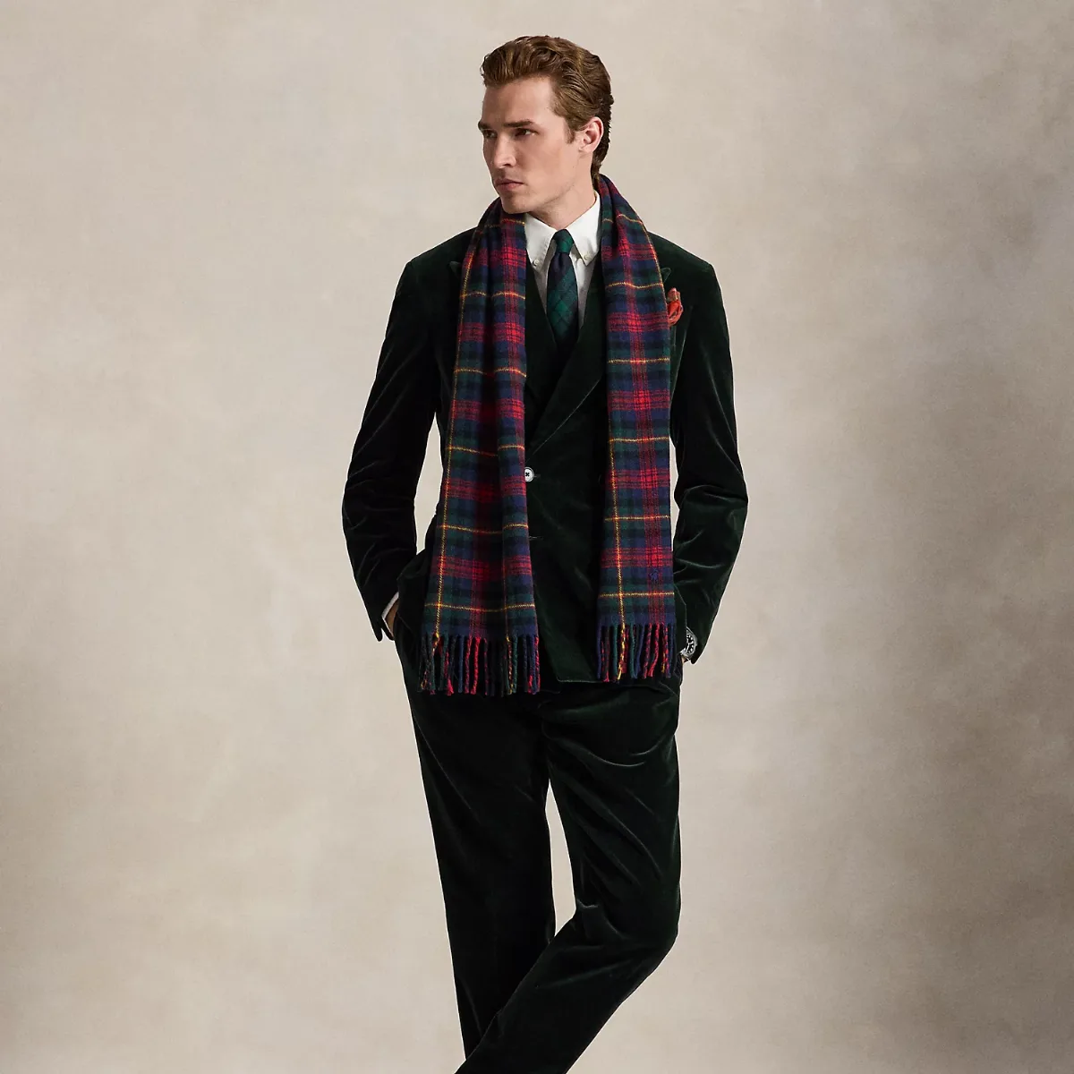 Pleated Velvet Suit Trouser by Ralph Lauren