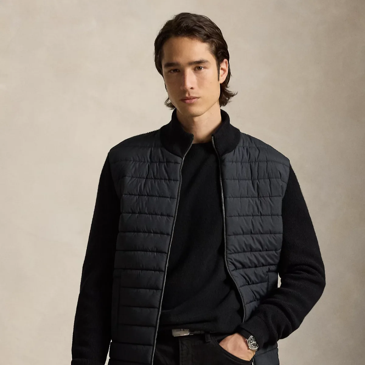 Hybrid Full-Zip Mockneck Sweater by Ralph Lauren
