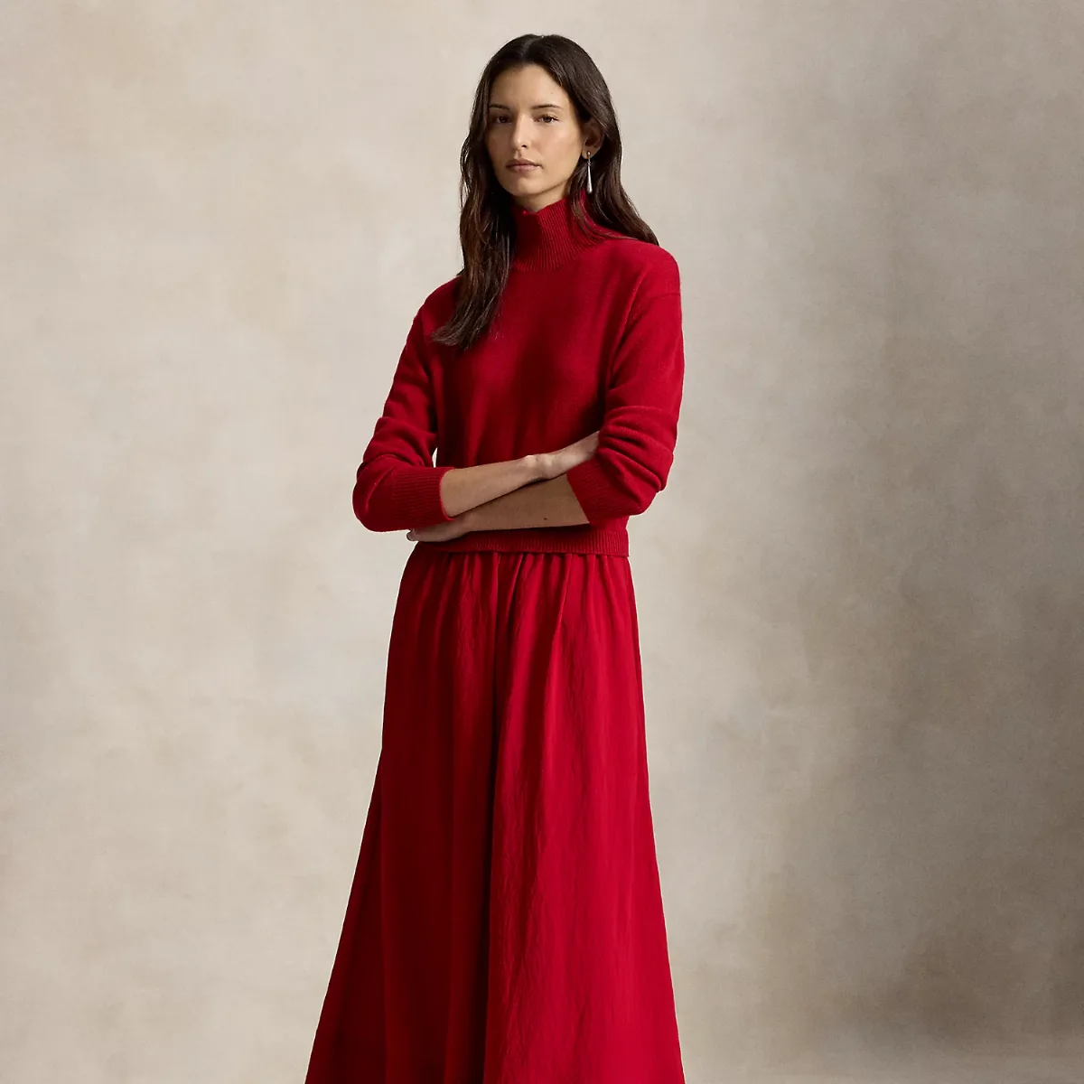 Wool-Bodice Crepe Dress